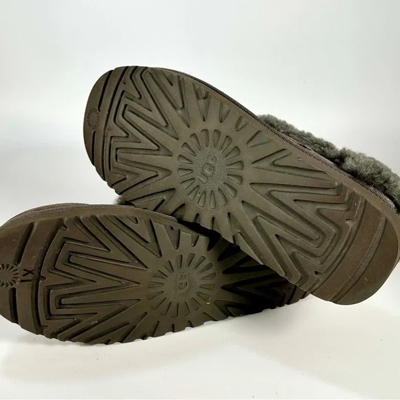 UGG Women's Cluggete Slippers Sheepskin Wool Leather GRAY - Picture 8 of 10